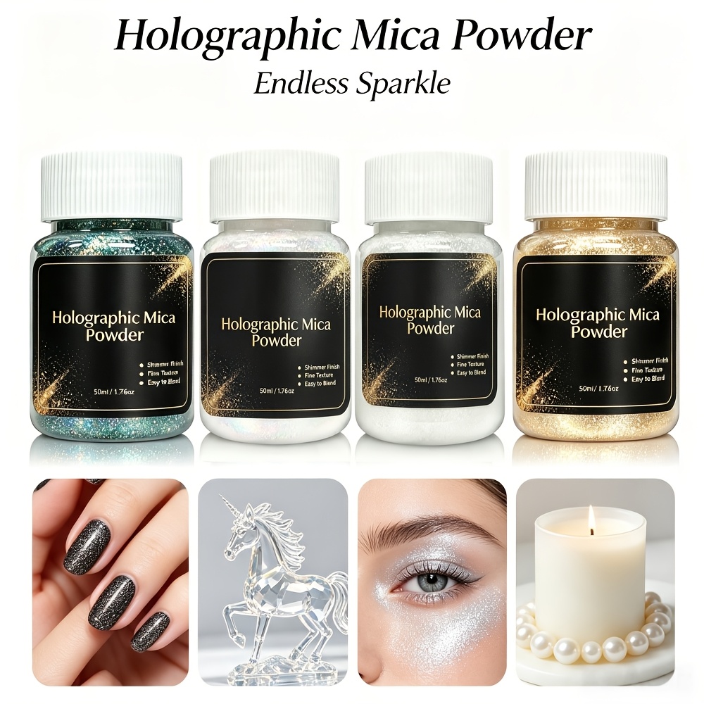 Candle Making Supplies - Mica Powder 4 Colors Holographic Pigment