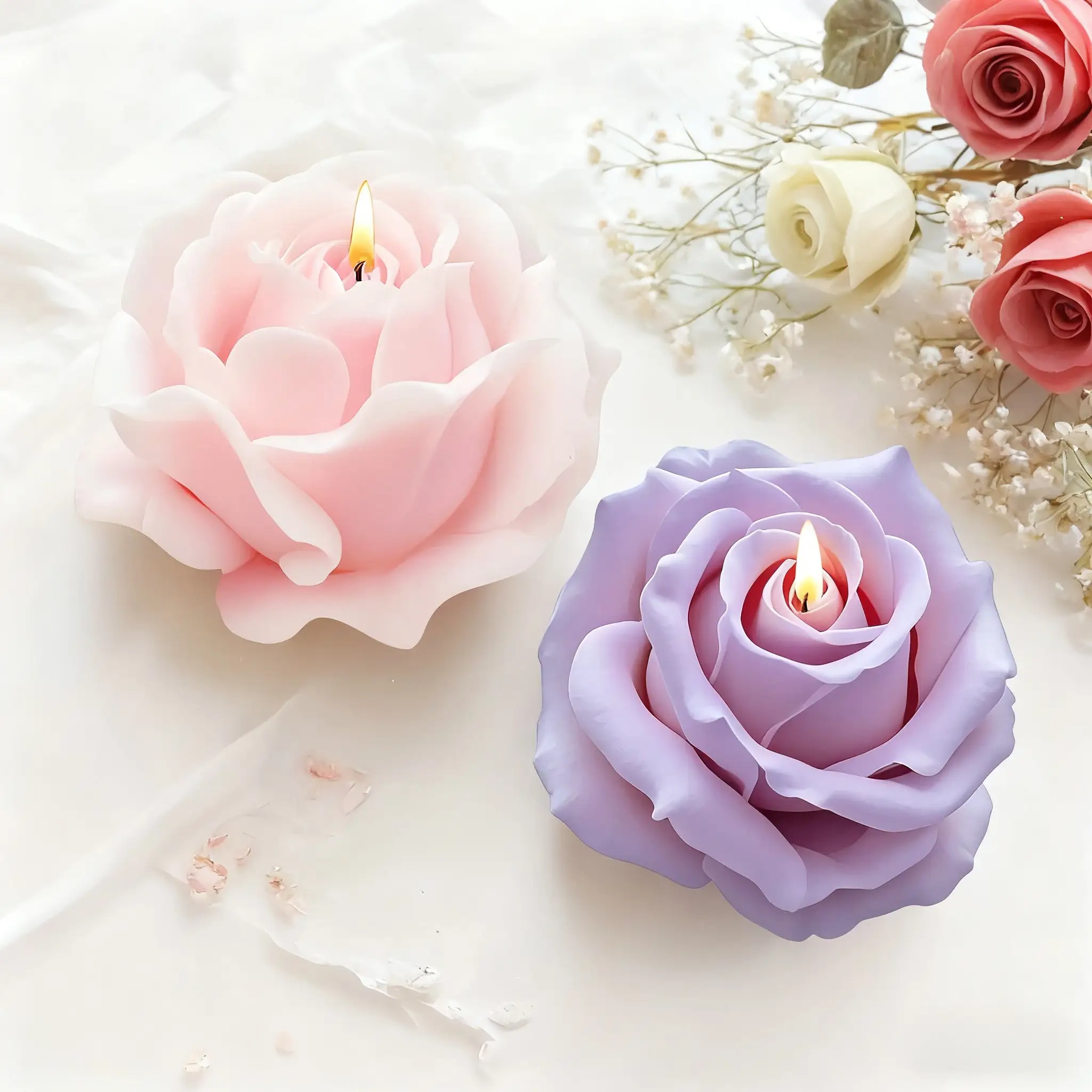 2-Piece Romantic 3D Rose Silic - Candle Making Reno review and price