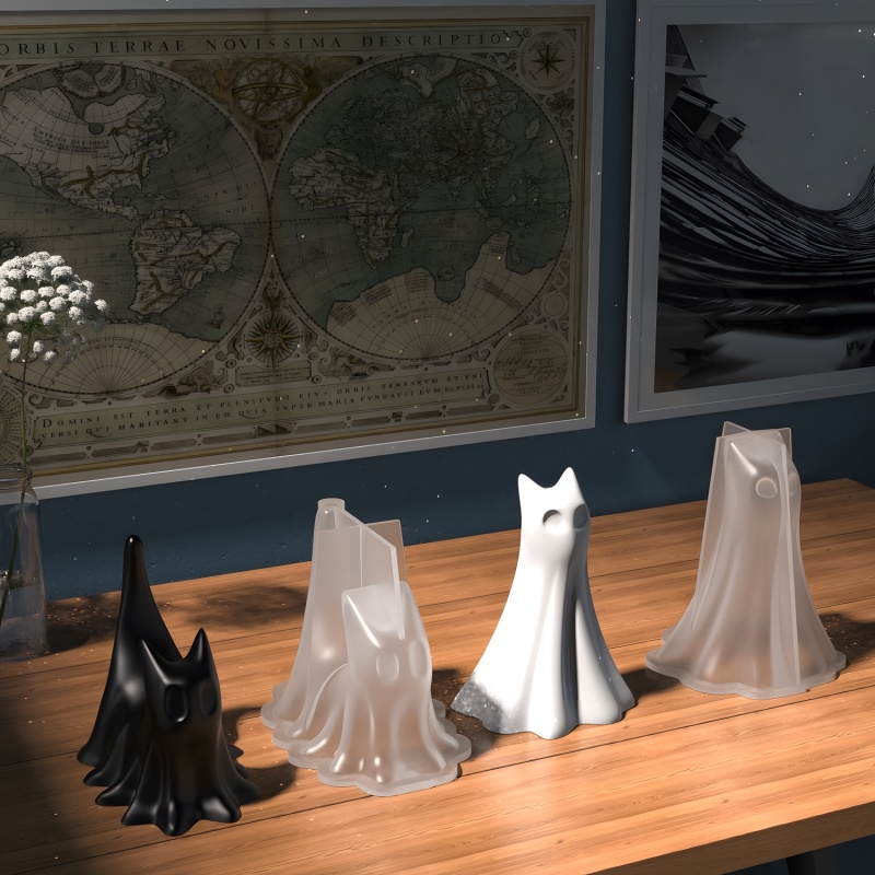 Ghost Cat Halloween Desktop Or - Candle Making Moulds review and price