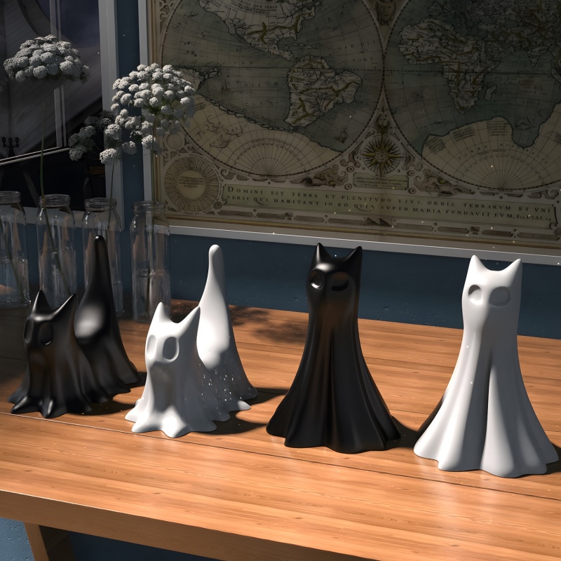 Ghost Cat Halloween Desktop Or - Candle Making Moulds review and price
