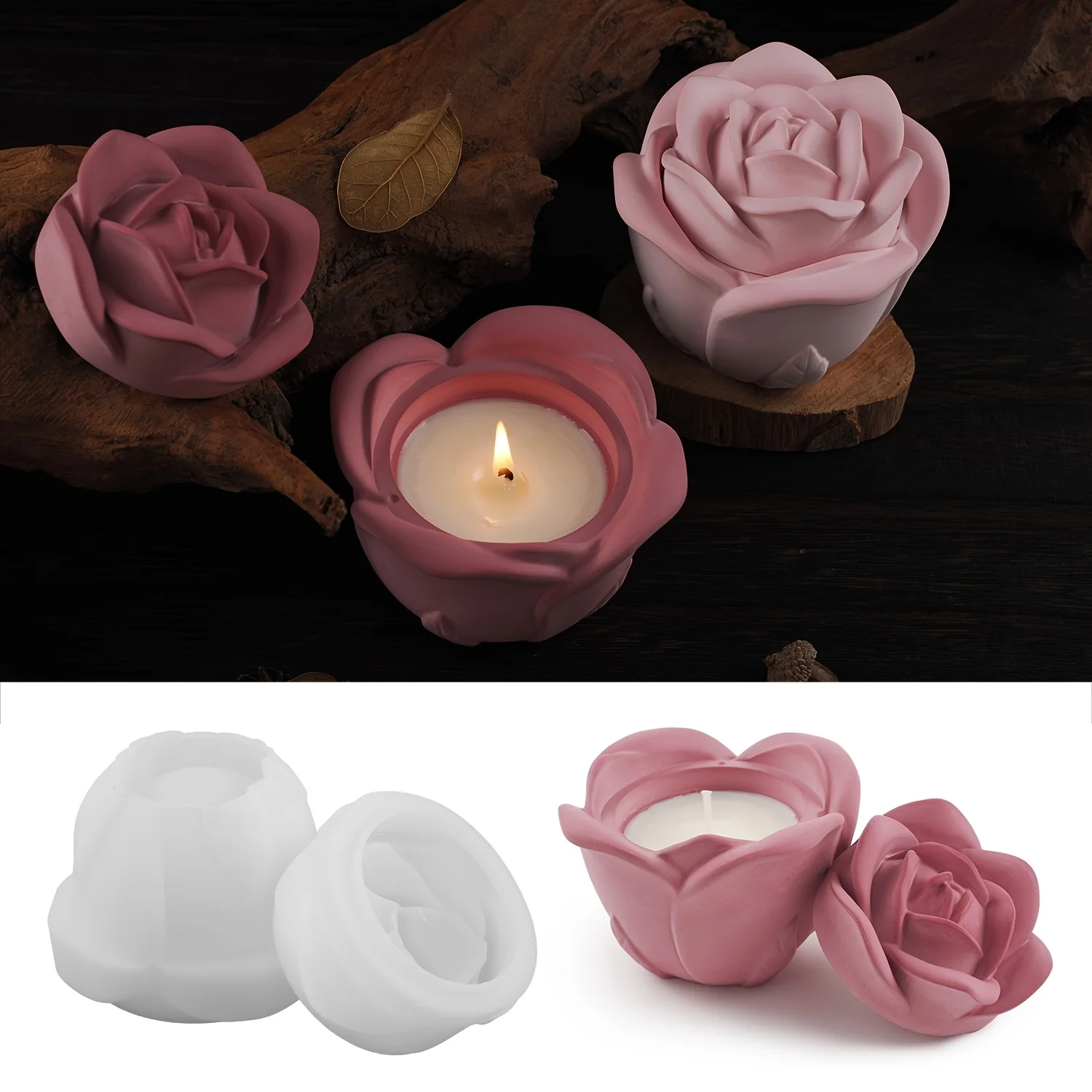 2-Piece Set Rose Shaped Silico - Candle Making Moulds review and price