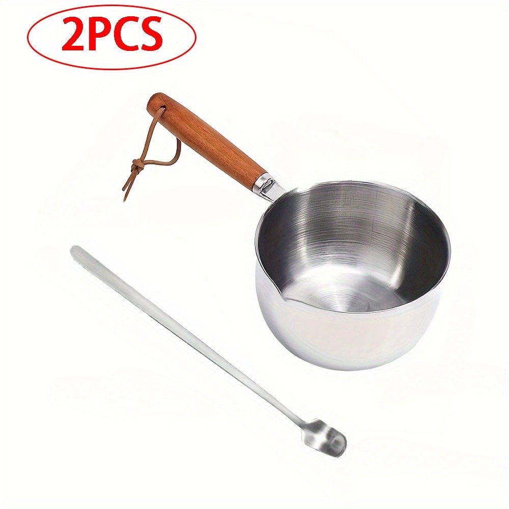 2PCS/SET Wood Handle Wax Melti - Candle Making Jars review and price